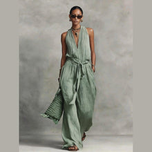 Load image into Gallery viewer, Belted Design Casual V-Neck Sleeveless Jumpsuit