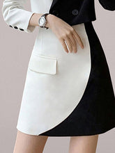 Load image into Gallery viewer, Two Piece Sets For Women Notched Collar Long Sleeve Spliced Button Top High Waist Mini Skirt Slim Set Female