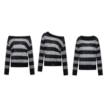 Load image into Gallery viewer, Color-Blocked Stripe Hoodie Loose Long Sleeve Autumn Top
