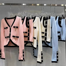 Load image into Gallery viewer, Vintage Elegant Knit 3 Piece Skirt Sets Outfits For Women Long Sleeve Cardigan + Vest + Mini Skirt Stylish Matching Set