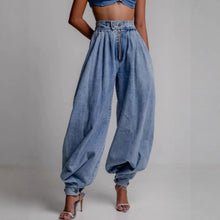 Load image into Gallery viewer, High waisted zipper leg tied jeans for women