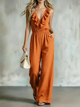 Lade das Bild in den Galerie-Viewer, Elegant V-Neck Ruffled Women's Bodycon Jumpsuit