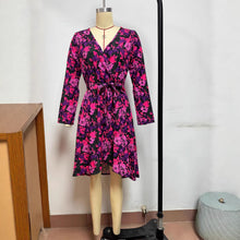 Load image into Gallery viewer, Sexy V-Neck Tie-Waist Long Sleeve Dress for Women