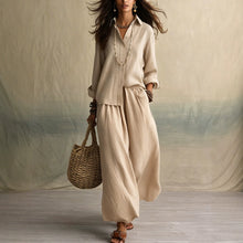 Load image into Gallery viewer, Summer High-End Shirt Collar Outfit Loose Cotton Linen Women's Set