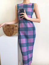 Load image into Gallery viewer, Pleated Women Sets Button Jacket Tops Plaid Printed Dress Casual Pink Blazer Korean Style Two Piece Suit Designer Clothes