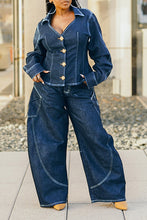 Load image into Gallery viewer, Stylish Stitched Curved Hem Denim Pants