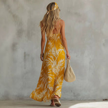 Lade das Bild in den Galerie-Viewer, Summer New Vacation Style Printed V-Neck Strap Long Dress for Women Beach Dress