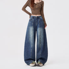 Load image into Gallery viewer, Vintage Deep Blue Knife Cut Jeans Women