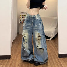 Load image into Gallery viewer, Distressed Wide Leg ripped jeans women floor-length pants