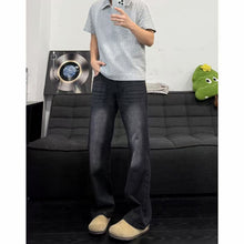 Load image into Gallery viewer, Vintage Blue Slash Denim Pants for Men Washed Straight Leg Slight Flare Jeans