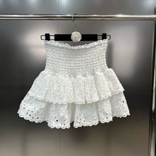 Load image into Gallery viewer, Square Collar Short Sleeve Ruffles T-shirt + Mini Skirts Set