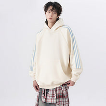 Load image into Gallery viewer, Three Stripes Hooded Sweatshirt Men Vintage Streetwear Casual Loose Outerwear