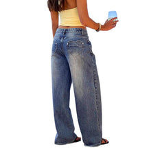 Load image into Gallery viewer, Vintage Washed Heart Back Pocket Wide Leg Jeans, Fashion Loose Girl Style Jeans for Women