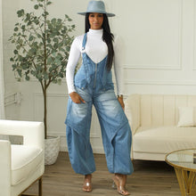 Load image into Gallery viewer, Women's Denim Overalls Street Casual Zipper Wide-Leg Jumpsuit