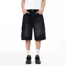 Load image into Gallery viewer, Washed denim workwear shorts