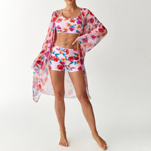 Load image into Gallery viewer, Bikini split three piece flat corner printed floral cover swimsuit