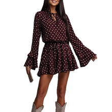 Load image into Gallery viewer, Dotted French Sweet V-Neck Long Sleeve Elastic Waist Dress