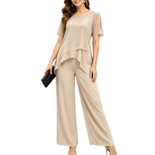 Load image into Gallery viewer, Irregular Top Wide Leg Long Pants Two-Piece Set