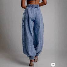 Load image into Gallery viewer, High waisted zipper leg tied jeans for women