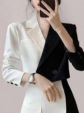 Load image into Gallery viewer, Two Piece Sets For Women Notched Collar Long Sleeve Spliced Button Top High Waist Mini Skirt Slim Set Female