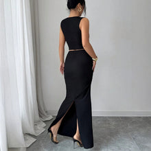 Lade das Bild in den Galerie-Viewer, Sleeveless Top, Hip Hugging Long Skirt Set