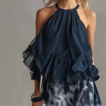 Load image into Gallery viewer, Sleeveless Halter Neck Top with Printed Wide Leg Pants Summer New Arrival
