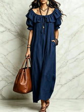 Load image into Gallery viewer, Casual Elegant Round Neck Ruffle Beach Vacation Dress for Women