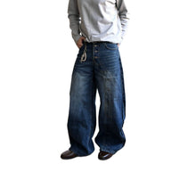 Load image into Gallery viewer, Retro Style Buttoned Knife-Edge Denim Pants