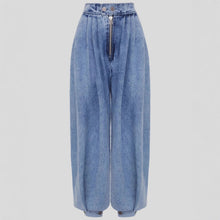 Load image into Gallery viewer, High waisted zipper leg tied jeans for women