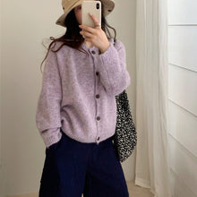 Load image into Gallery viewer, Women's Gentle Round Neck Multicolor Yarn Soft Knitted Cardigan Sweater Coat