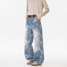 Load image into Gallery viewer, Deep Blue Denim Pants Men's Streetwear Style Flared Knife Cut Trousers