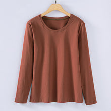 Load image into Gallery viewer, Round neck solid color long sleeved T-shirt for women
