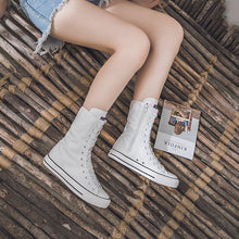Load image into Gallery viewer, Canvas Shoes with Front Lace-Up and Side Zipper, Women's Sneakers