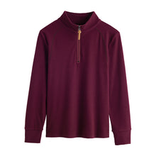 Load image into Gallery viewer, Stand up collar half zipper long sleeved women's T-shirt