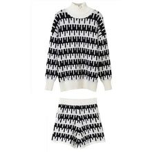 Load image into Gallery viewer, Winter Women's Knitted Suit Pant 2 Piece Sets Women Outfit Shorts Oversized Casual Sweaters Female Clothing Knitwear Tracksuit