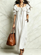 Load image into Gallery viewer, Casual Elegant Round Neck Ruffle Beach Vacation Dress for Women