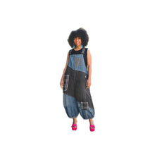 Load image into Gallery viewer, Ripped Checkered Patchwork Pocket 9/10th Length Overalls