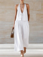 Load image into Gallery viewer, Style Solid Color Sleeveless Casual Loose Fit Two-Piece Set Tank Top amp Wide-Leg Pants Women's Outfit