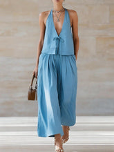 Load image into Gallery viewer, Style Solid Color Sleeveless Casual Loose Fit Two-Piece Set Tank Top amp Wide-Leg Pants Women's Outfit