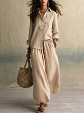 Load image into Gallery viewer, Summer High-End Shirt Collar Outfit Loose Cotton Linen Women's Set