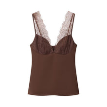 Load image into Gallery viewer, Lace and satin textured top for women's clothing