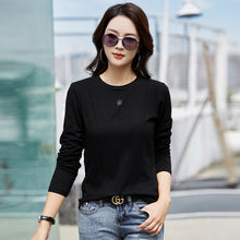 Load image into Gallery viewer, Round neck women's long sleeved T-shirt
