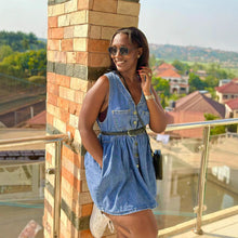 Load image into Gallery viewer, Casual Double Pocket Button-Up Mini Sleeveless Denim Dress