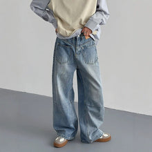 Load image into Gallery viewer, Washed Loose Casual Wide Leg Long Pants with Pocket Design Denim Trousers