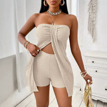 画像をギャラリービューアに読み込む, Sexy Strapless Knit Two-Piece Set with Shorts,