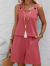 Lade das Bild in den Galerie-Viewer, Women's Fashion Round Neck Sleeveless Two Piece Short Set