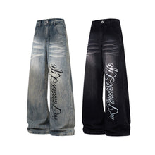 Load image into Gallery viewer, Stylish Printed Lightning Pattern Denim Pants