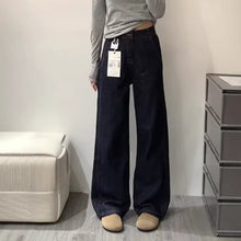 Load image into Gallery viewer, Deep Blue Denim Color Knife Cut Jeans for Women