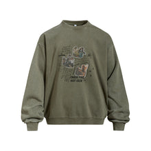 Load image into Gallery viewer, Character print distressed stir fried round neck hoodie for men