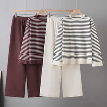 Load image into Gallery viewer, Striped top wide leg pants two-piece set for women